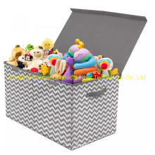 Wholesale Custom Stackable Fabric Chevron Collapsible Storage Box with Lid